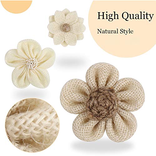 Handmade Natural Rustic Burlap Flowers Assorted Burlap Rose 20PCS ...