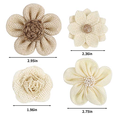 Handmade Natural Rustic Burlap Flowers Assorted Burlap Rose 20PCS ...