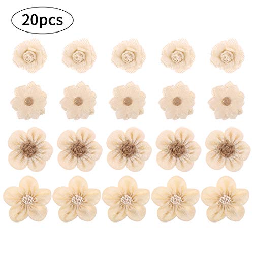Handmade Natural Rustic Burlap Flowers Assorted Burlap Rose 20PCS ...