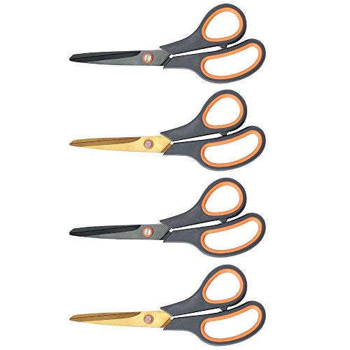 CCR Scissors 8 Inch Soft Comfort-Grip Handles Sharp Titanium Blade...