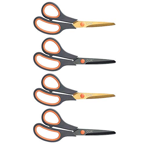 CCR Scissors 8 Inch Soft Comfort-Grip Handles Sharp Titanium Blade...