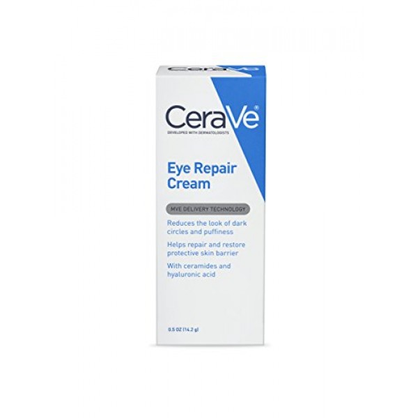 CeraVe Eye Repair Cream 0.5 oz for Dark Circles Under Eyes and Puf...