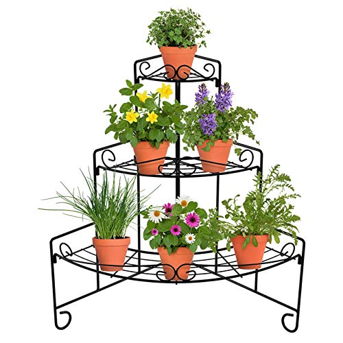 CERBIOR Plant Stand Planter Shelves Flowers, 3-Tier Free Standing ...