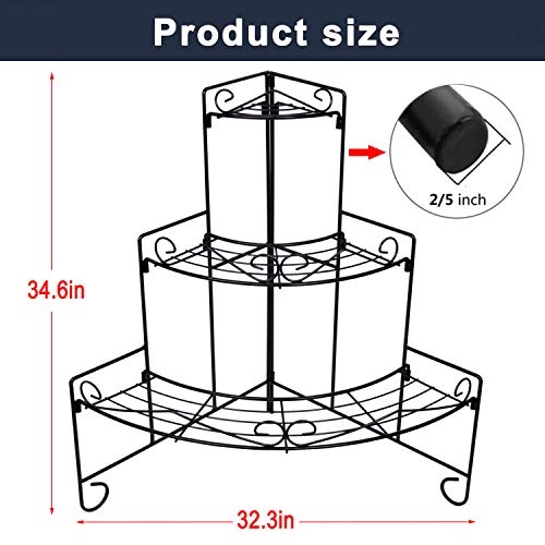 CERBIOR Plant Stand Planter Shelves Flowers, 3-Tier Free Standing ...