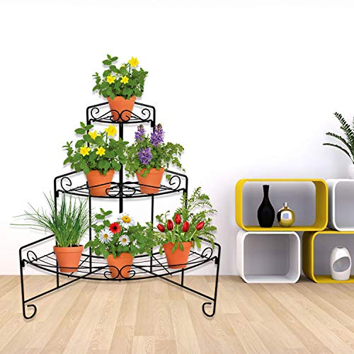CERBIOR Plant Stand Planter Shelves Flowers, 3-Tier Free Standing ...