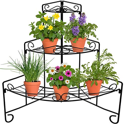 CERBIOR Plant Stand Planter Shelves Flowers, 3-Tier Free Standing ...