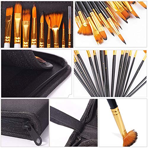 CEREALY 15Pcs Artist Paint Brushes Set Includes Pop-up Carrying Ca...