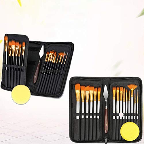 CEREALY 15Pcs Artist Paint Brushes Set Includes Pop-up Carrying Ca...