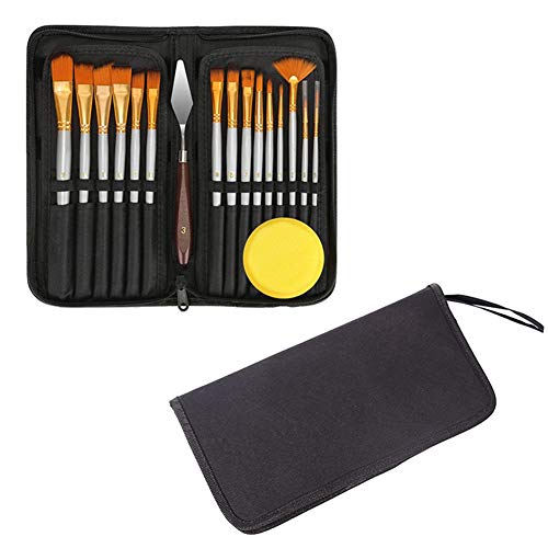 CEREALY 15Pcs Artist Paint Brushes Set Includes Pop-up Carrying Ca...