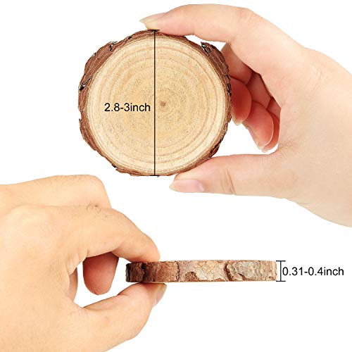 50 Pcs Natural Wood Slices 2.0-2.5 Inches, CertBuy Undrilled Round...