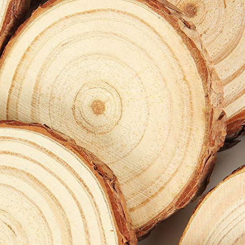 50 Pcs Natural Wood Slices 2.0-2.5 Inches, CertBuy Undrilled Round...
