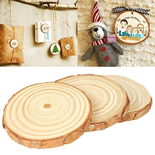 50 Pcs Natural Wood Slices 2.0-2.5 Inches, CertBuy Undrilled Round...