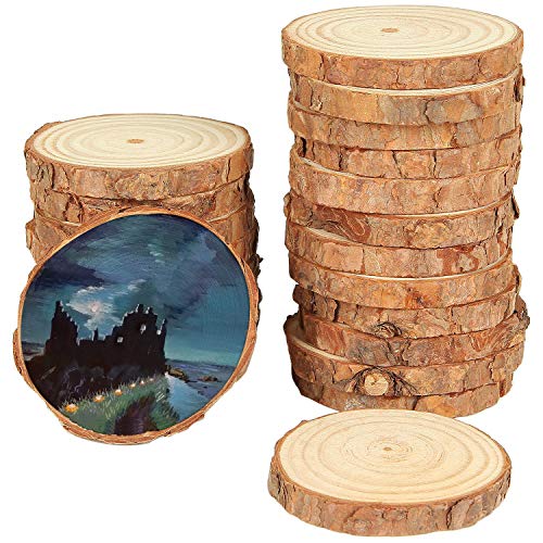 50 Pcs Natural Wood Slices 2.0-2.5 Inches, CertBuy Undrilled Round...