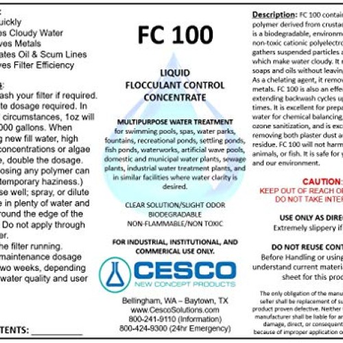 Cesco Solutions - FC-100 Flocculant Clarifier - for Pool, Spa, Pon...