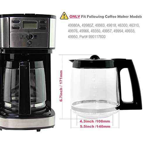 12-Cup Replacement Glass Carafe Pot Compatible with Hamilton Coffe...