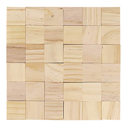 CEWOR 36Pcs 1.5 Natural Solid Wood Cubes Wood Square Blocks for P...