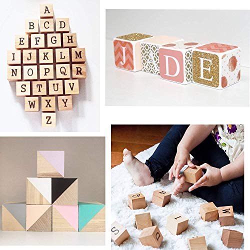 CEWOR 36Pcs 1.5 Natural Solid Wood Cubes Wood Square Blocks for P...