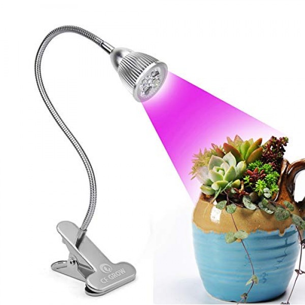 Led Grow Light, CF GROW Desk Clip LED Plant Grow Lamp 5W with 360°...