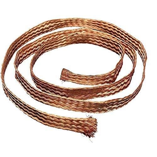 3.3ft 30mm Flat Copper Braid Cable Bare Copper Braid Wire Ground Lead