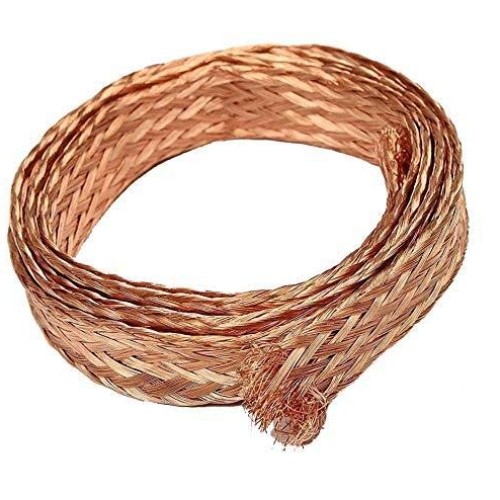 3.3ft 30mm Flat Copper Braid Cable Bare Copper Braid Wire Ground Lead