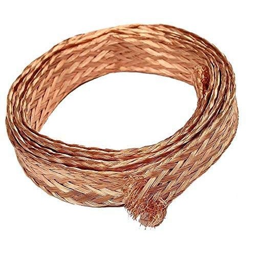3.3ft 30mm Flat Copper Braid Cable Bare Copper Braid Wire Ground Lead