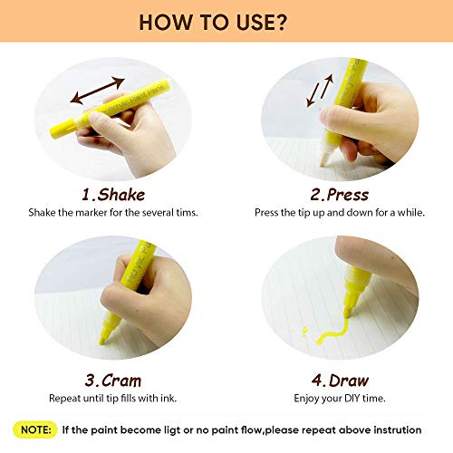 12 PCS Acrylic Paint Markers Paint Pens for Rocks, Wood, Metal, Gl...