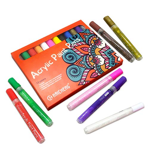 12 PCS Acrylic Paint Markers Paint Pens for Rocks, Wood, Metal, Gl...