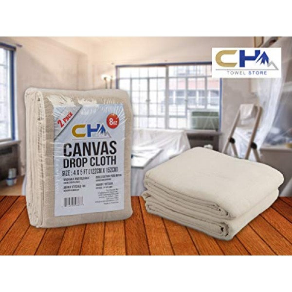 Canvas Drop Cloth Size 4x 5, Pack of 2 8oz, 100% Cotton - for ...