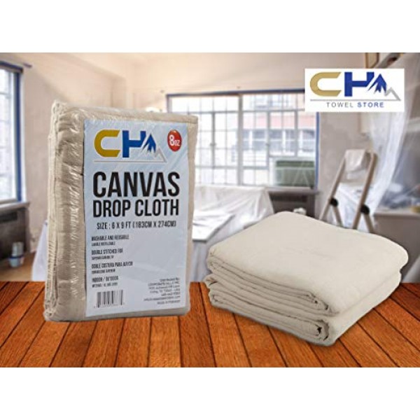 Canvas Drop Cloth Size 6x 9 8oz, 100% Cotton - for All Purpose...