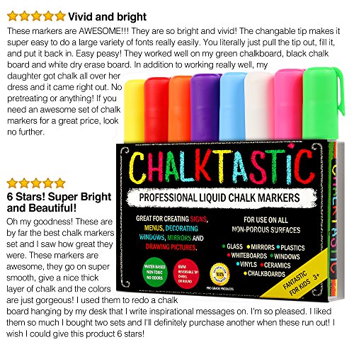 Chalk Markers by Fantastic ChalkTastic Best for Kids Art, Chalkboa...