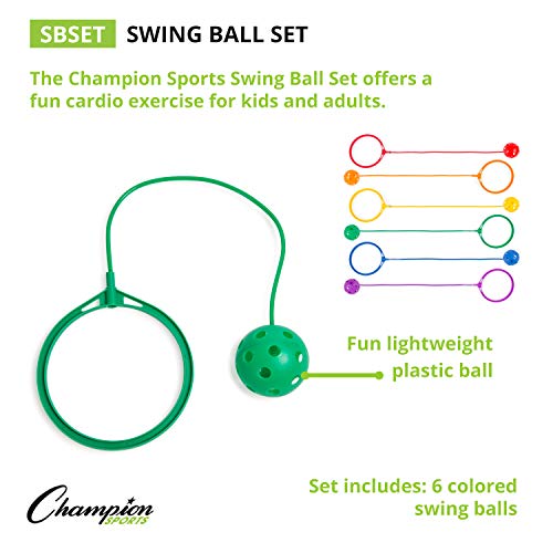 Champion Sports - CHSSBSET Swing Ball Set, Pack of 6, Assorted Colors