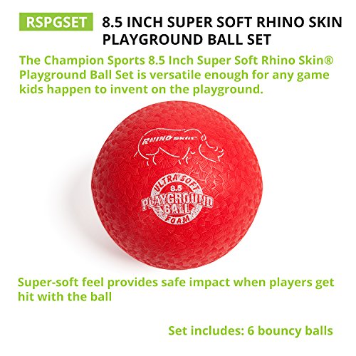 Champion Sports RSPGSET Playground Ball Set, Six Large 8.5 Inch Rh...