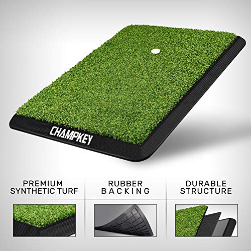 CHAMPKEY Premium Synthetic Turf Golf Hitting Mat | Heavy Duty Rubb...