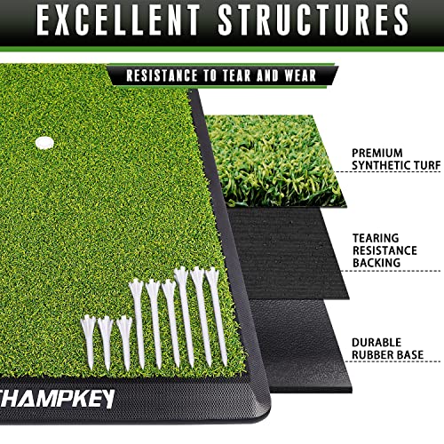 CHAMPKEY Premium Synthetic Turf Golf Hitting Mat | Heavy Duty Rubb...