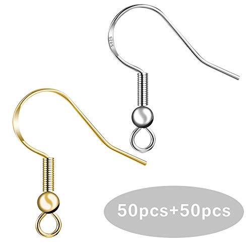 CHANSBO Earring Hooks, 925 Sterling Silver & Gold Ear Wires Each 5...