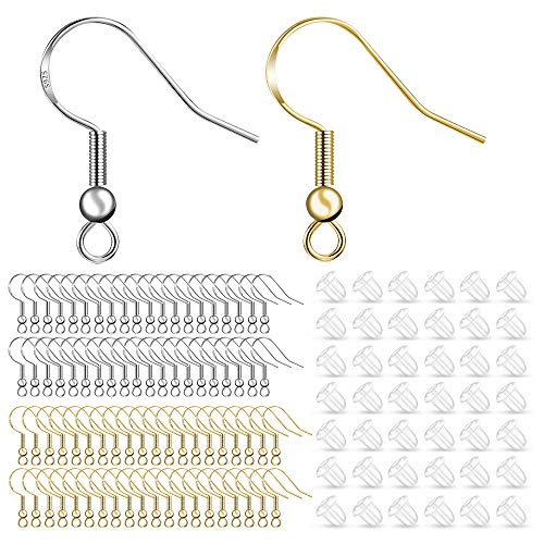 CHANSBO Earring Hooks, 925 Sterling Silver & Gold Ear Wires Each 5...