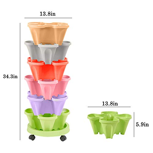 CHAOMIC Stackable Garden Planters Stackable Vertical Planter Set S...