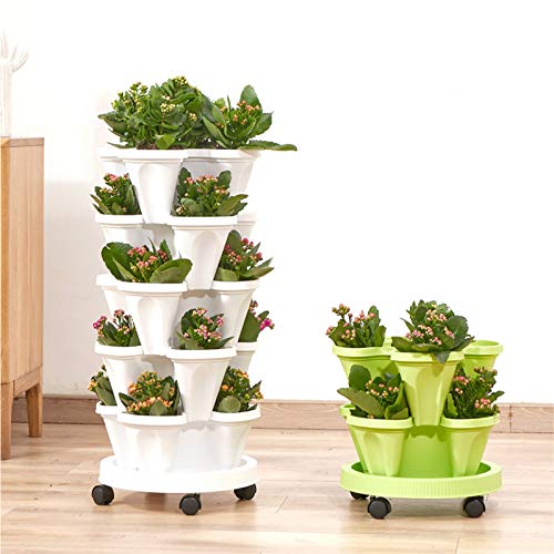 CHAOMIC Stackable Garden Planters Stackable Vertical Planter Set S...