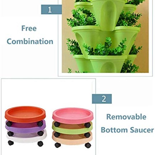 CHAOMIC Stackable Garden Planters Stackable Vertical Planter Set S...