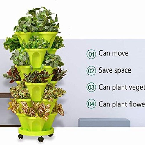 CHAOMIC Stackable Garden Planters Stand Stacking Set Strawberry Pl...