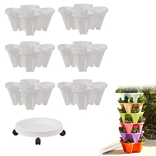 CHAOMIC Stackable Garden Planters Stand Stacking Set Strawberry Pl...