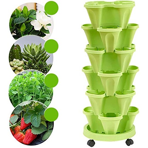 CHAOMIC Stackable Vertical Planter Set Strawberry Planting Pots 6 ...