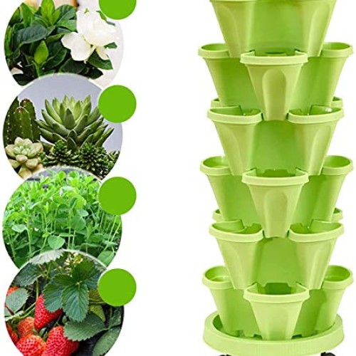 CHAOMIC Stackable Vertical Planter Set Strawberry Planting Pots 6 ...