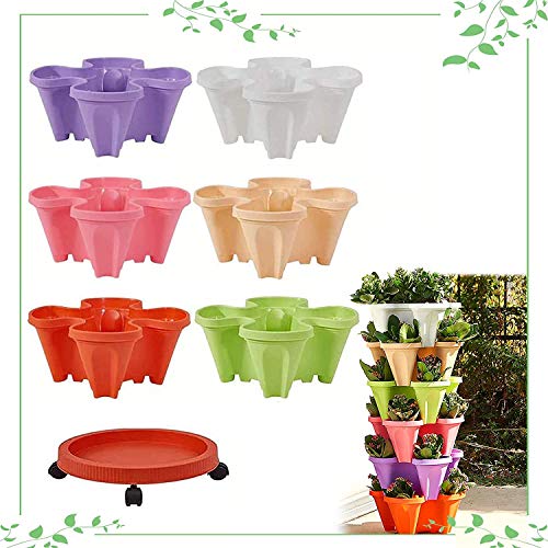 CHAOMIC Stackable Vertical Planter Set Strawberry Planting Pots 6 ...