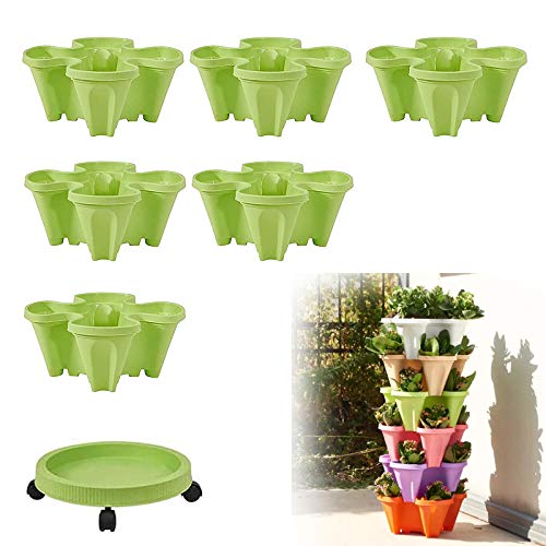 CHAOMIC Stackable Vertical Planter Set Strawberry Planting Pots 6 ...