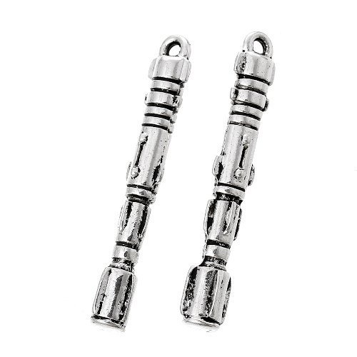 2 x Antique Silver Tibetan 60mm Charms Pendants Doctor Who Screwd...