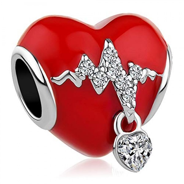 CharmSStory Forever and Always Arrow Through a Heart Charm Beads f...