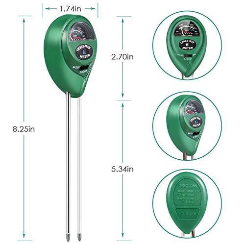 CharmUO Soil Moisture Meter, 3-in-1 Soil Moisture/Light/pH Tester ...