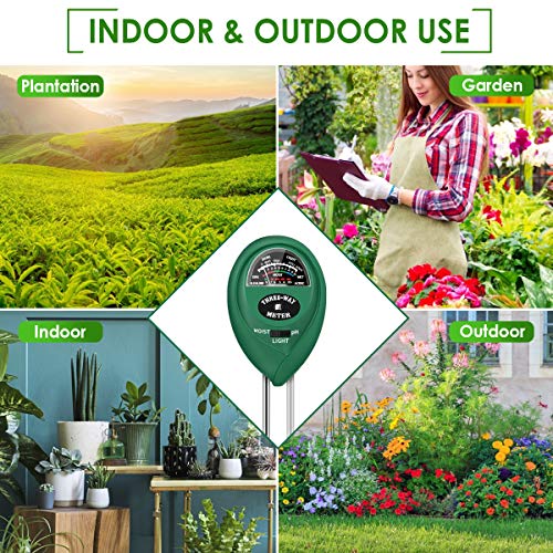 CharmUO Soil Moisture Meter, 3-in-1 Soil Moisture/Light/pH Tester ...