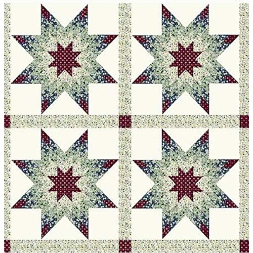90 Wide Cheater Quilt Top Calico Star Hunter and Burdy. Fabric...